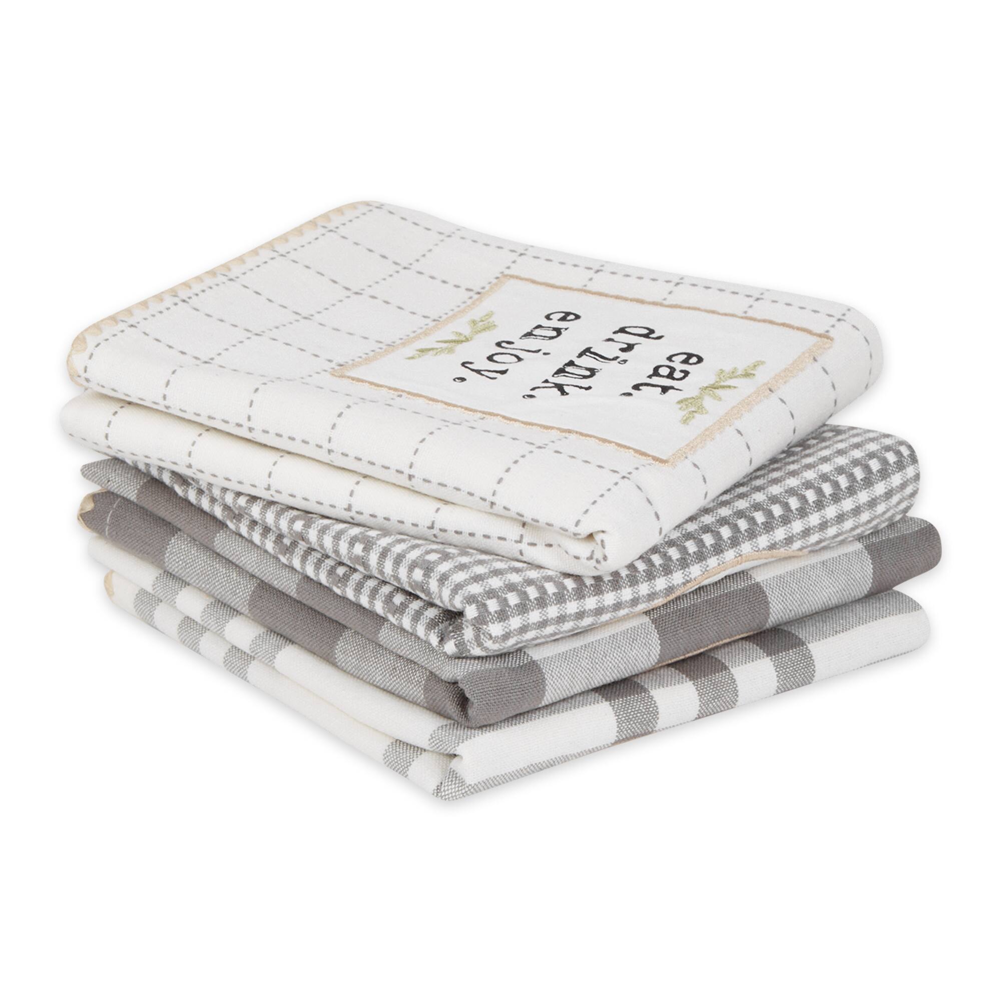 Gray Farm To Table Embellished Dishtowel (Set of 4)